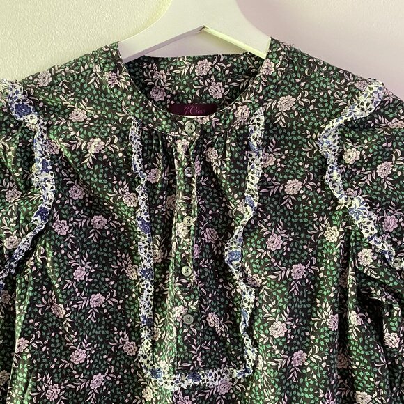 J.Crew (Liberty of London) Ruffled Sleeve Blouse. Size XS. 100% Cotton. - Picture 3 of 5